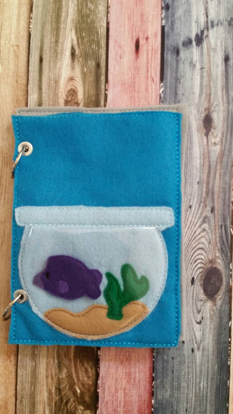 Toddler quiet book page - Build Your Own Felt Quiet Book - fish bowl - aquarium - busy book page - Activity book page - fish bowl - learning