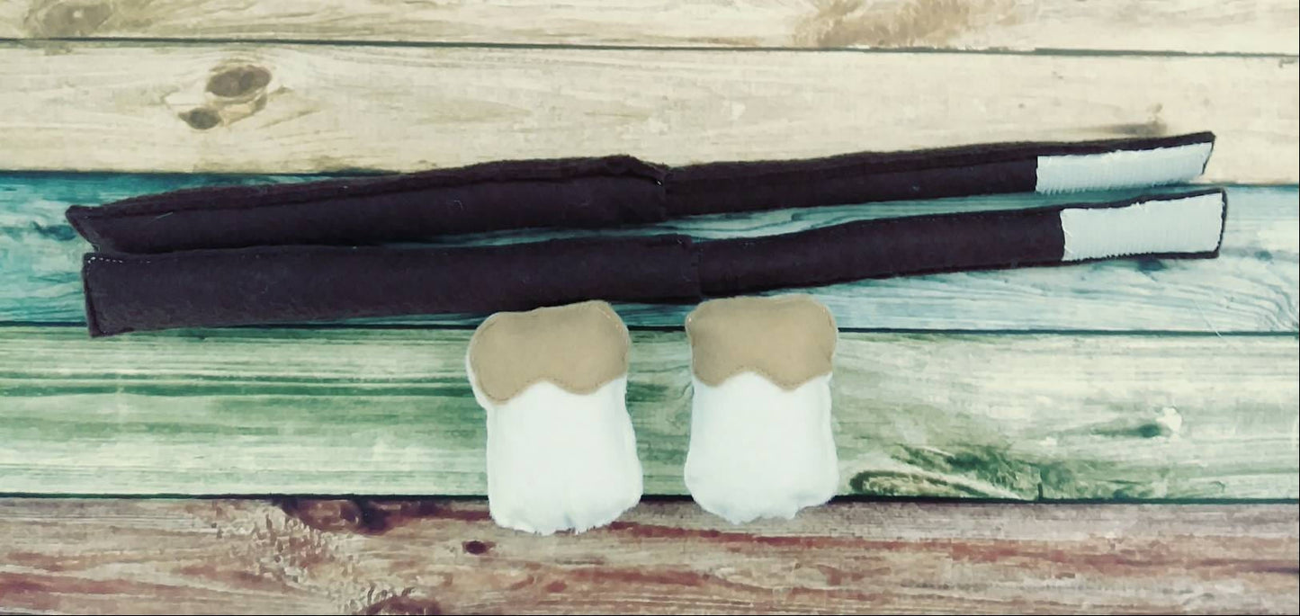 Felt campfire play set gift for kids- fake fire pit - camper decor - bonfire - set for two - photography prop