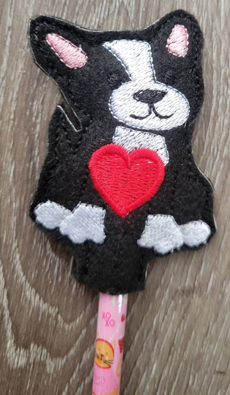 Valentines day gift - Dog Pencil Toppers - class party favor - Puppy Heart - gift for kids - Non Food Treat - Bulldog - German Shepard