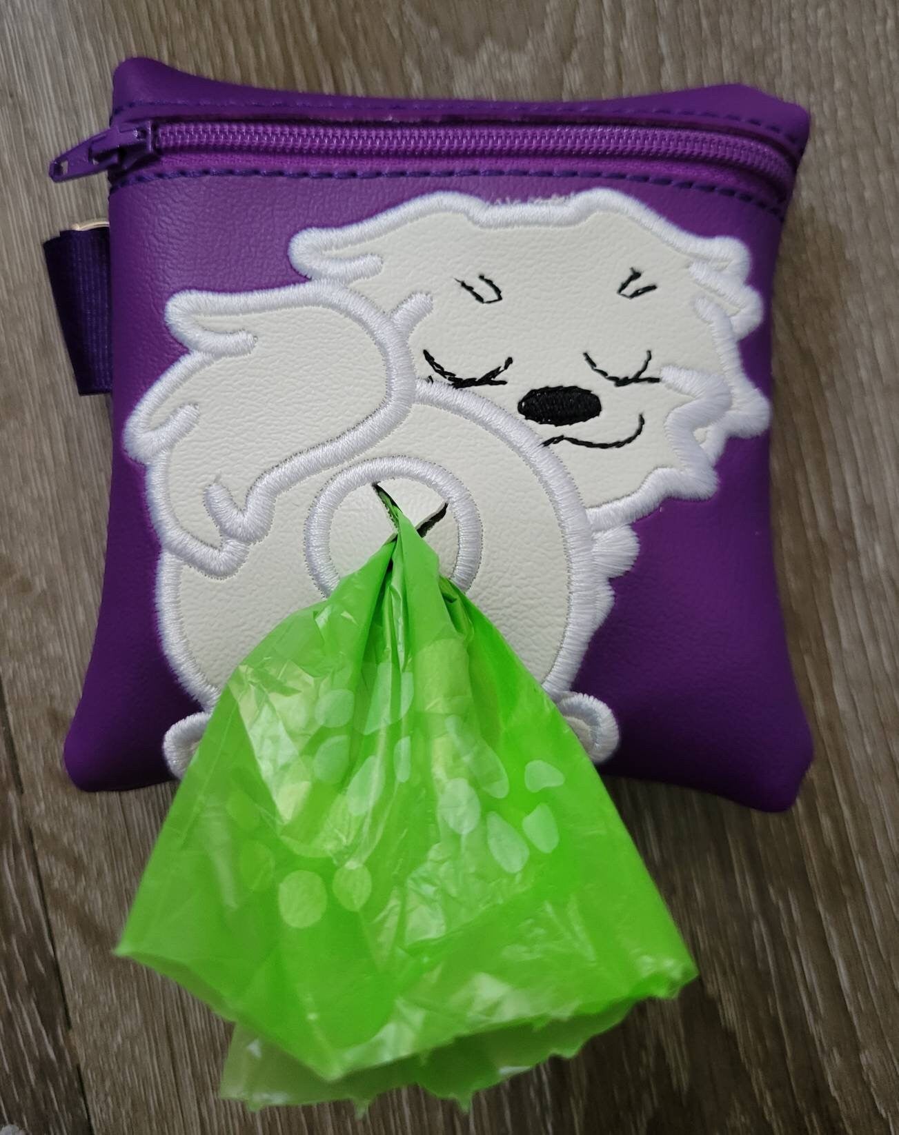 Maltese Poop Bag Pouch - gift for dog lover - Zippered poop bag holder- Gift for Dog Walker - veterinarian - dog groomer