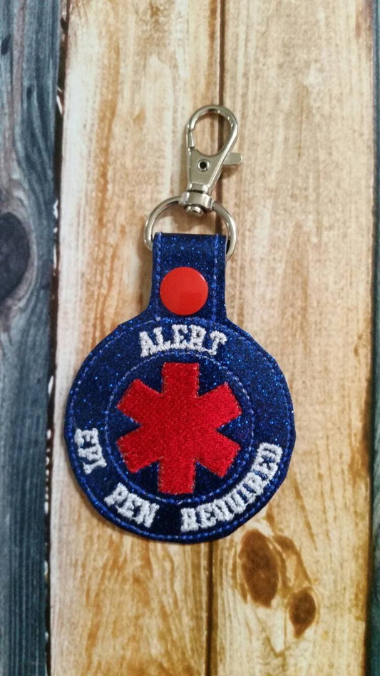 Alert EpiPen Required Keychain - Backpack Zipper Pull - medical alert - food allergy - bee sting -Allergy - allergic reaction - key fob