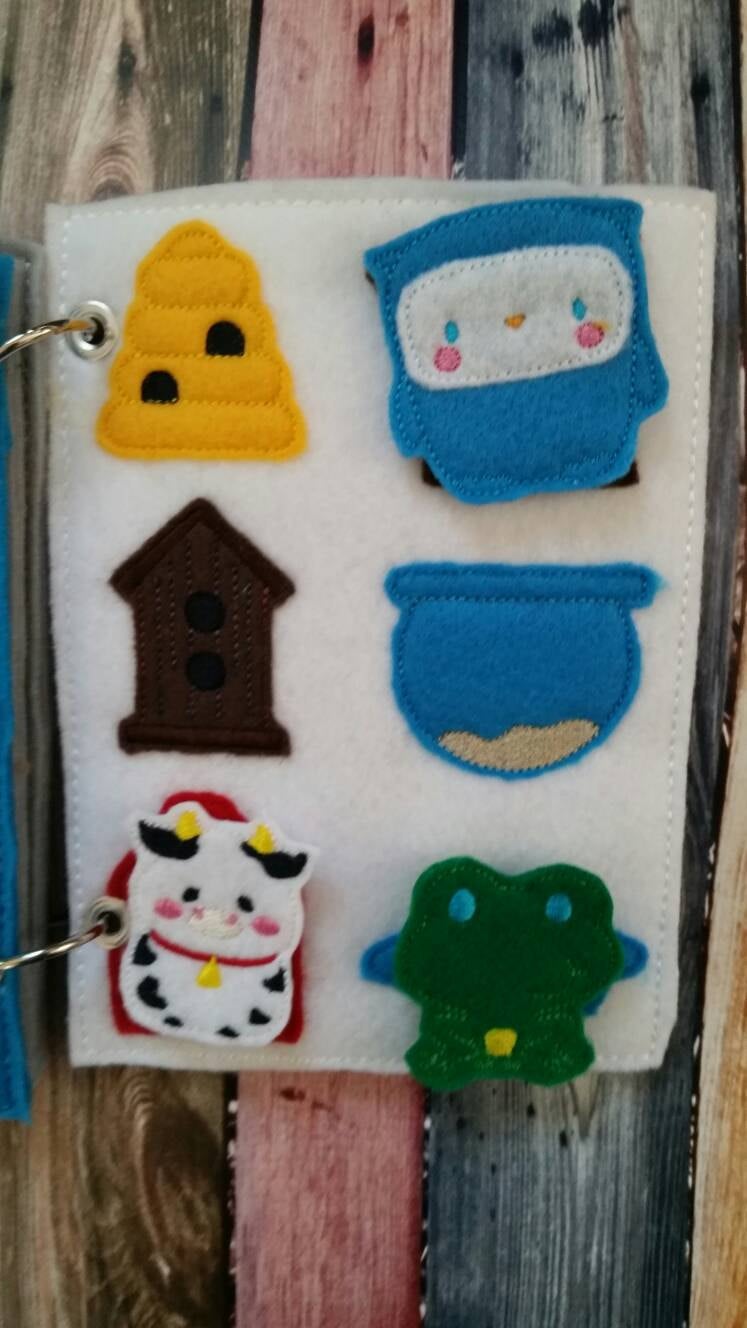 Toddler quiet book page - Felt Quiet Book Page - busy book - Animal home match game - Homes Activity Page - learning - education - Habitat