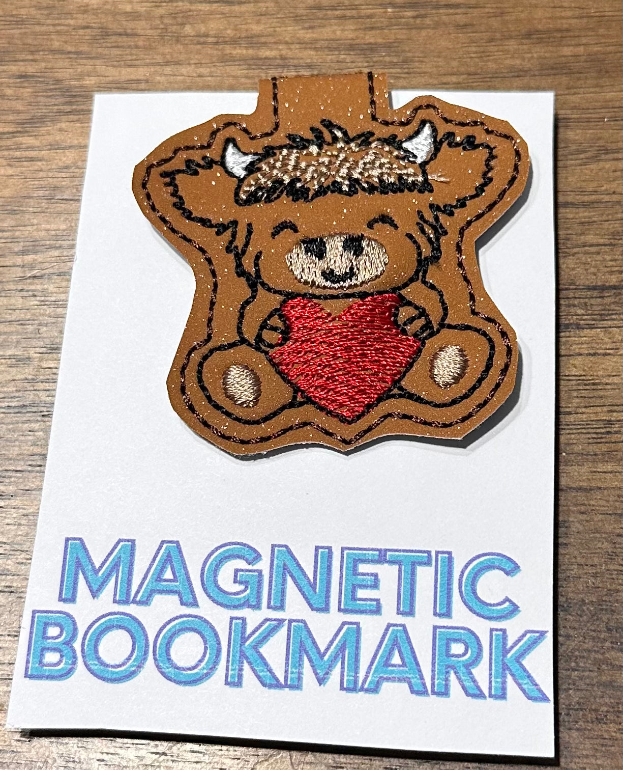 Embroidered Valentine’s Day Magnetic Bookmarks – Highland Cows, Gnomes and Bubblegum Machine