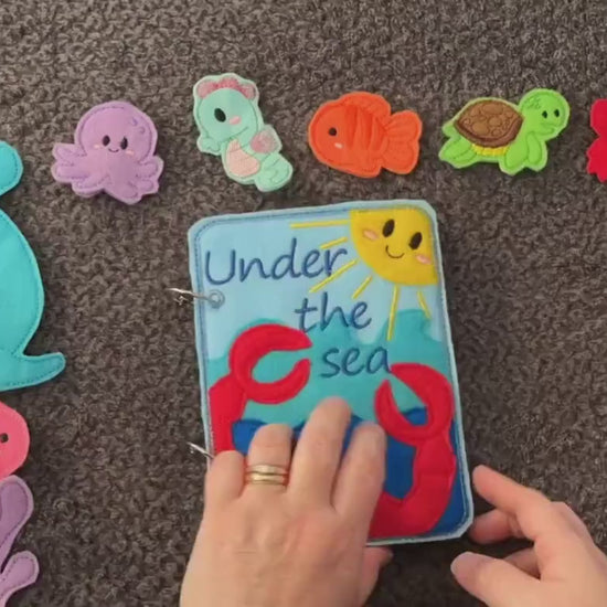 Under the Sea Ocean Animal Quiet Book - Toddler Quiet Activity Toy - Educational Gift For Kids - Learning Toy - Busy Book - Finger Puppets