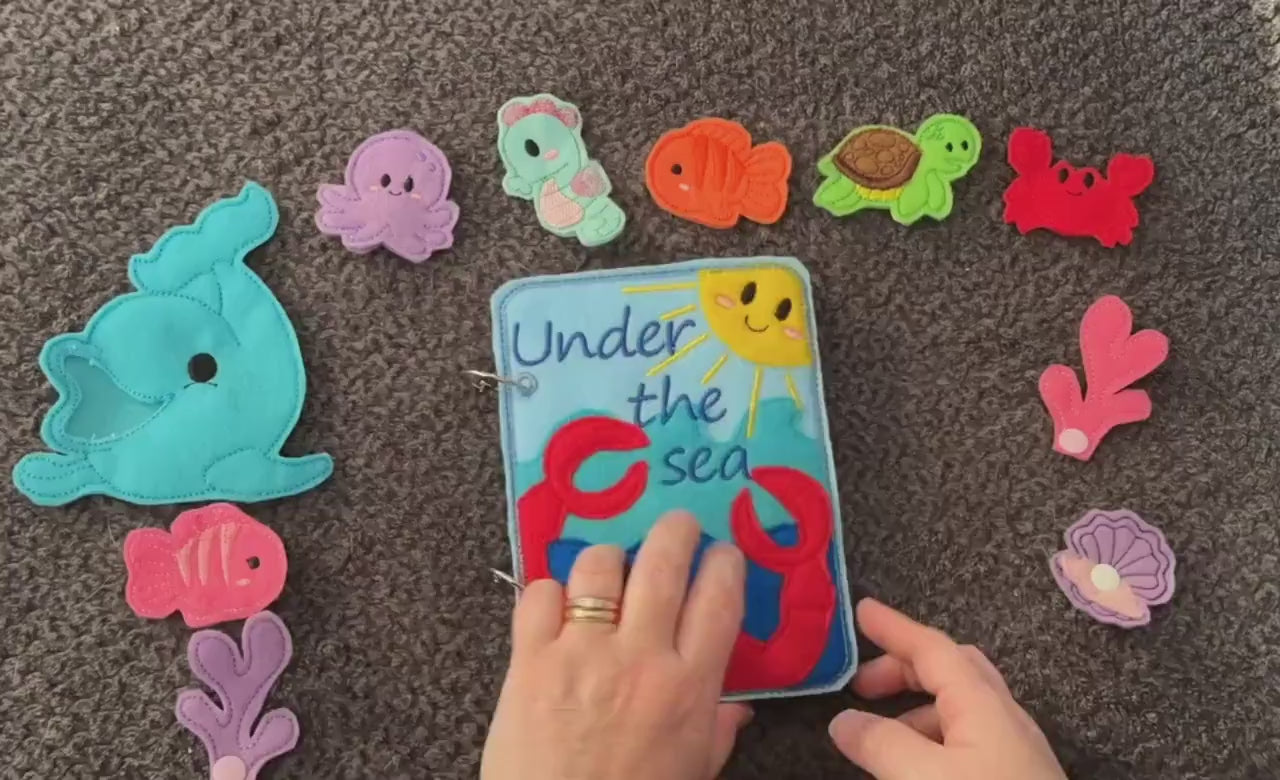 Under the Sea Ocean Animal Quiet Book - Toddler Quiet Activity Toy - Educational Gift For Kids - Learning Toy - Busy Book - Finger Puppets