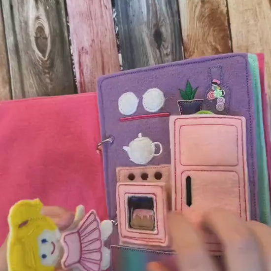 Felt Dollhouse Quiet Book - Toddler Quiet Activity Toy - Educational Gift For Girls - Learning Toy - Unpaper Doll