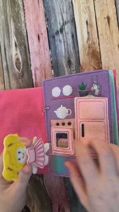 Felt Dollhouse Quiet Book - Toddler Quiet Activity Toy - Educational Gift For Girls - Learning Toy - Unpaper Doll