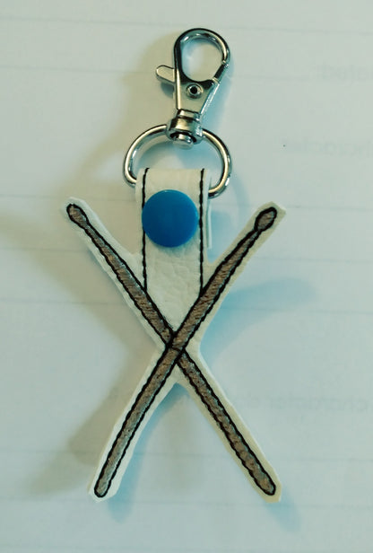 Music instrument key chain - snap tab - flute - clarinet - drum sticks - saxophone - french horn - trumpet - trombone - bag tag - marching band
