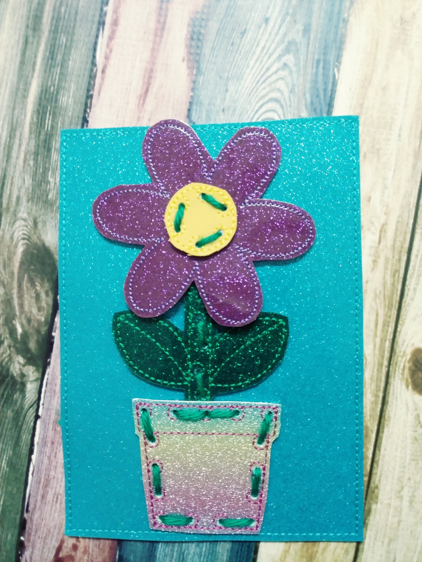 Kids sewing card - learn to sew - flower sewing card