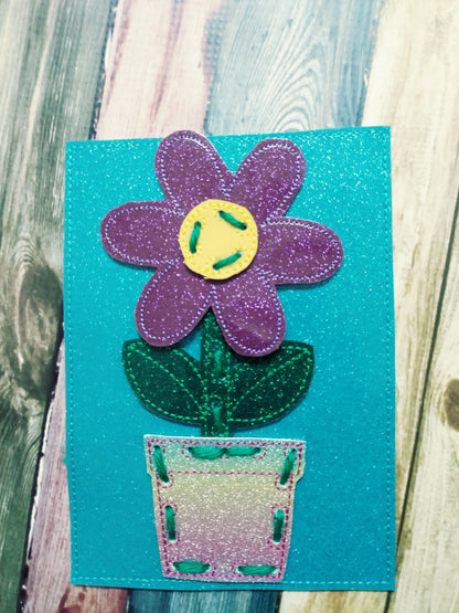 Kids sewing card - learn to sew - flower sewing card