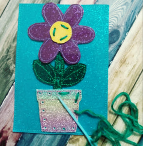 Kids sewing card - learn to sew - flower sewing card