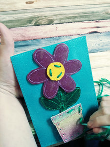 Kids sewing card - learn to sew - flower sewing card