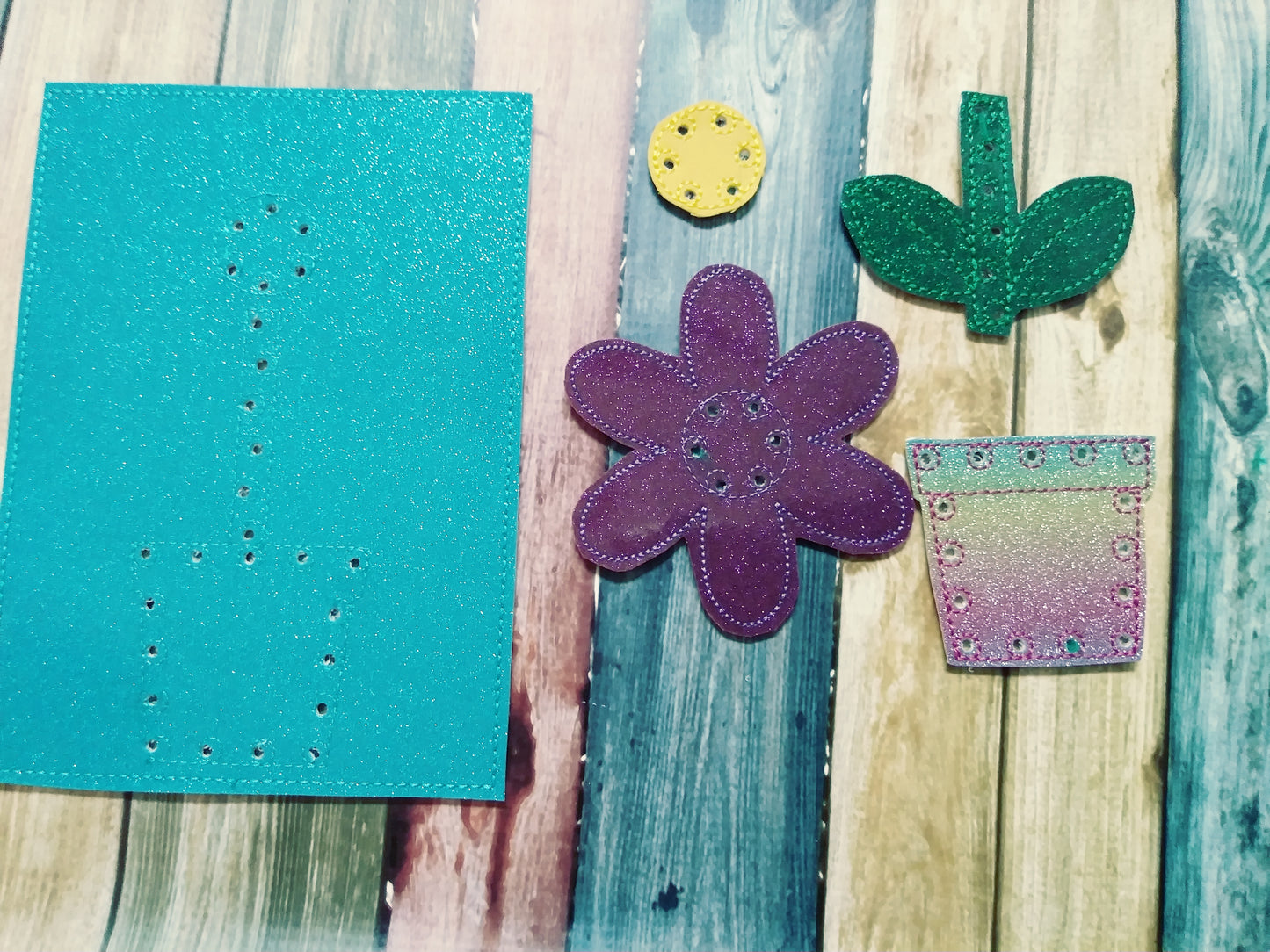 Kids sewing card - learn to sew - flower sewing card