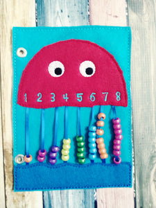 Jellyfish counting page - quiet book page - abacus - counting page