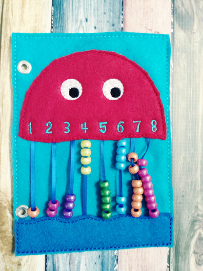 Jellyfish counting page - quiet book page - abacus - counting page