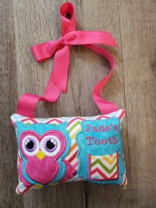 Tooth fairy pillow - owl - personalized - woodland animal - fantasy - keepsake tooth fairy pillow - girl tooth fairy pillow - custom colors