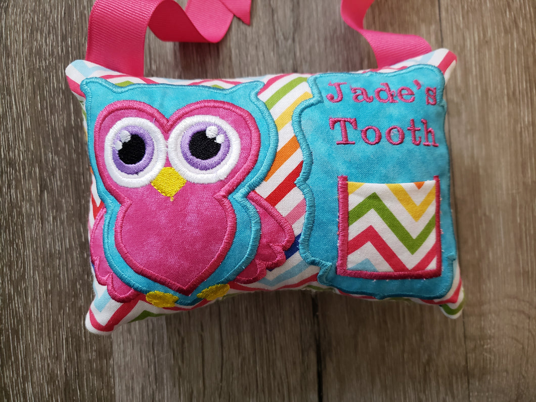 Tooth fairy pillow - owl - personalized - woodland animal - fantasy - keepsake tooth fairy pillow - girl tooth fairy pillow - custom colors