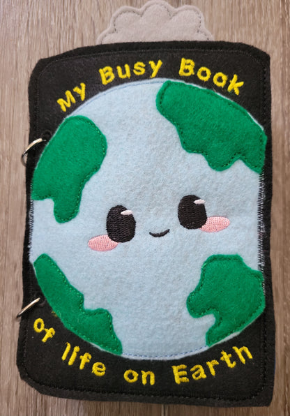 Felt Quiet Book of Prehistoric Times - Mesozoic, Paleozoic - and Cenozoic Eras - Dinosaurs - Volcano - Camp fire - Cavemen - Education Tool