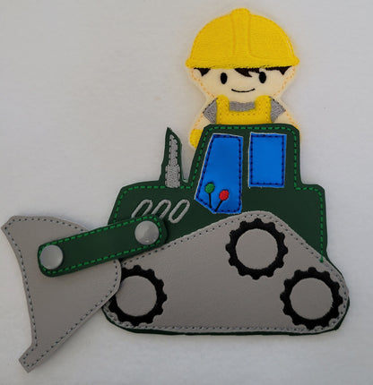 Movable Construction Vehicle Play Set - Construction Worker Finger Puppets - Traffic Signs - Sensory Toy