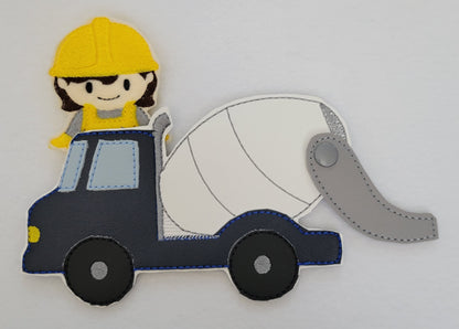 Movable Construction Vehicle Play Set - Construction Worker Finger Puppets - Traffic Signs - Sensory Toy