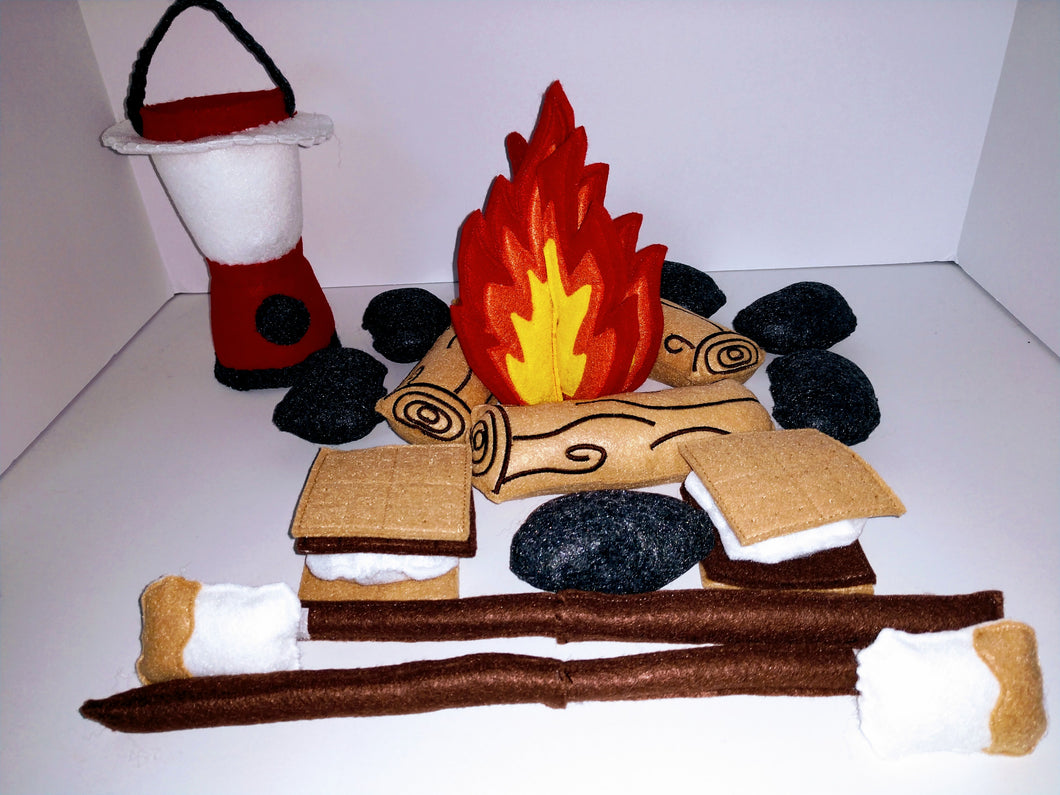 Felt Campfire Play Set With Lantern - Photography Prop - Fake Fire