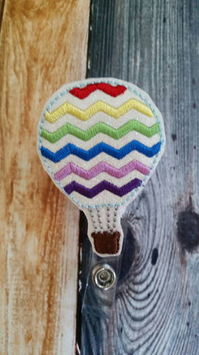 Chevron Hot Air Balloon Badge Reel - Retractable Badge Reel - name tag holder - ID holder - gift for teacher - hot air balloon