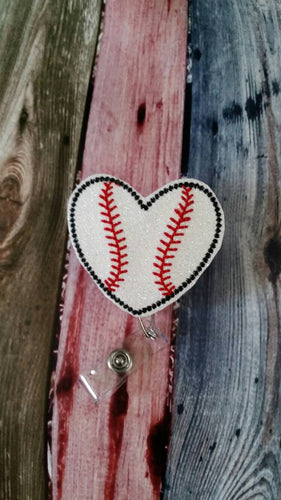 I Heart Baseball Badge Reel - Retractable Badge Reel - Uniform - ID Holder - uniform - name badge - nurse gift - teacher gift