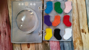 Color matching Quiet book page  - Color Sock Match - laundry - color sorting busy book page - counting game - educational - learning toy