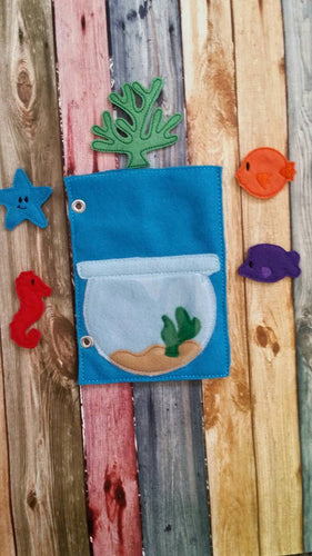 Toddler quiet book page - Build Your Own Felt Quiet Book - fish bowl - aquarium - busy book page - Activity book page - fish bowl - learning