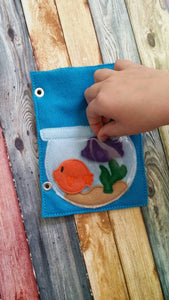 Toddler quiet book page - Build Your Own Felt Quiet Book - fish bowl - aquarium - busy book page - Activity book page - fish bowl - learning