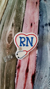 Nurses week gift - RN Heart  Stethescope  Badge Reel - Retractable Badge Reel -  gift for nurse - registered nurse  - RN - name badge holder