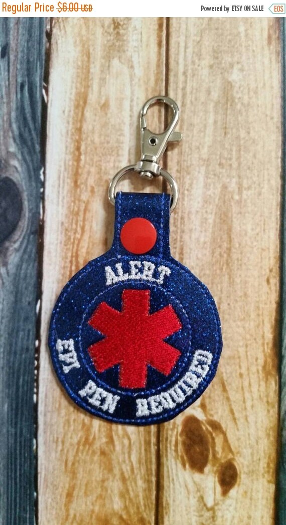 Alert EpiPen Required Keychain - Backpack Zipper Pull - medical alert - food allergy - bee sting -Allergy - allergic reaction - key fob