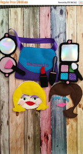 Make up Activity Bag - Doll make-up - play set - quiet activity - Busy Bag - Pretend Make-up - pretend play - personalized free - doll face