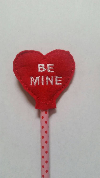 Be Mine Red Heart Pencil Toppers - Valentines day Party Favor - valentines day gift for kids - Non Food Treat - vday - classroom favor