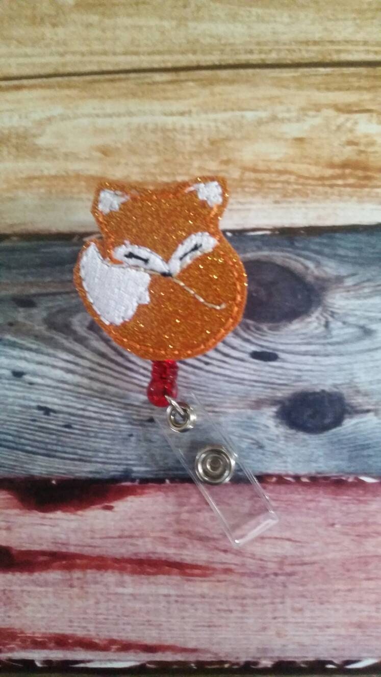 Fox Badge Reel - Retractable ID Badge Holder - name badge holder - ret –  Linda's Krafty Kreations