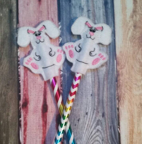 Easter Bunny - Pencil Topper - rabbit - Easter Basket - Party Favor - Non Food Treat - Pencil Included - classroom treat - Easter present