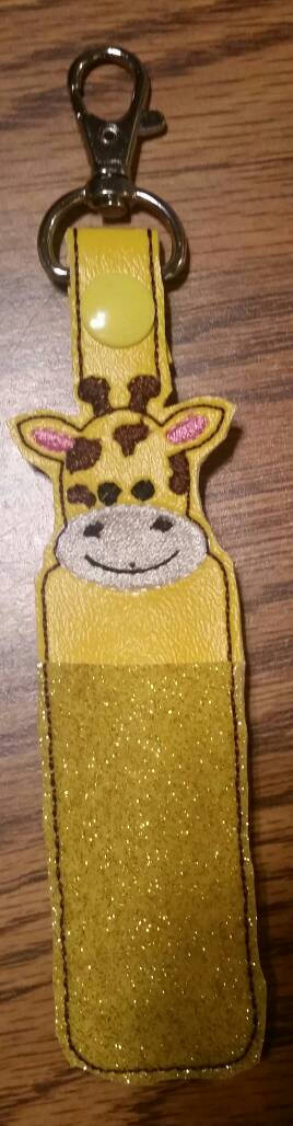 Lip balm holder - giraffe - stocking stuffer - gift - key chain - zoo animal - chapped lips - lip balm cozy - flash drive holder