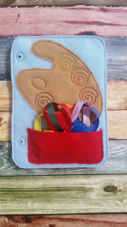 Toddler quiet book- quiet book pages - Paint Palette - color match - learn colors - Build your own quiet book - busy book - activity book