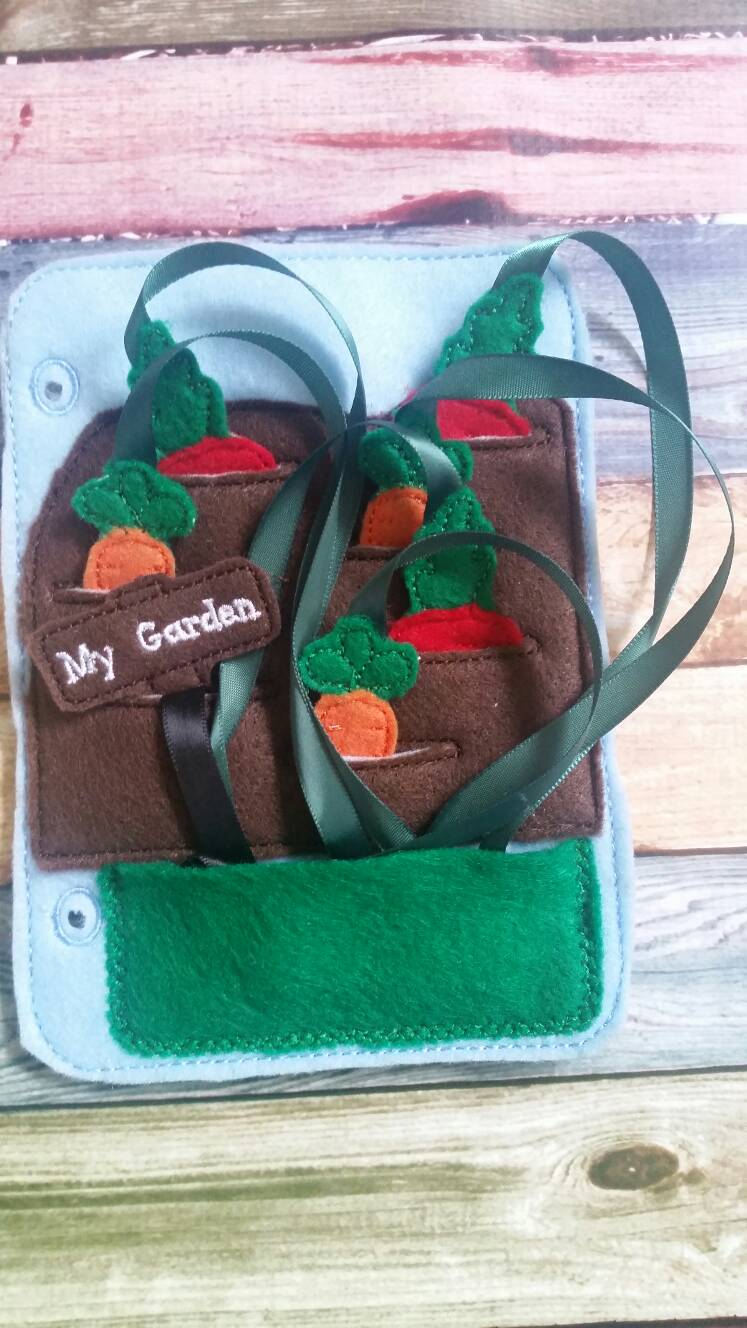 Toddler quiet book- quiet book pages - felt vegetable garden- pocket - coordination  - Build your own quiet book - busy book - activity book