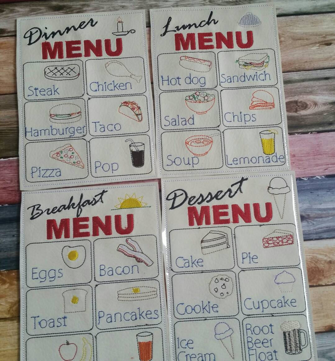 Restaurant play set - pretend restaurant - waiter - waitress - pretend menus - pocket apron  - pretend play - play kitchen  - learning toy