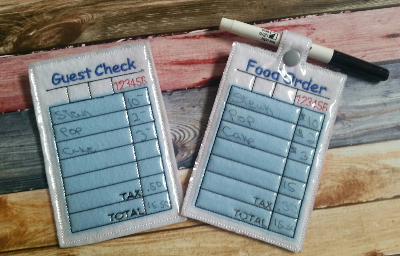 Waitress play set - Restaurant toys - Restaurant play set - pretend restaurant - pretend menus - pretend play - play kitchen- pocket apron