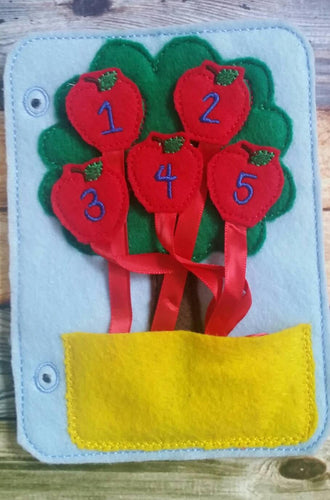 Toddler quiet book- quiet book pages - Learn numbers page -  felt apple tree - pocket - Build your own quiet book - busy book - counting
