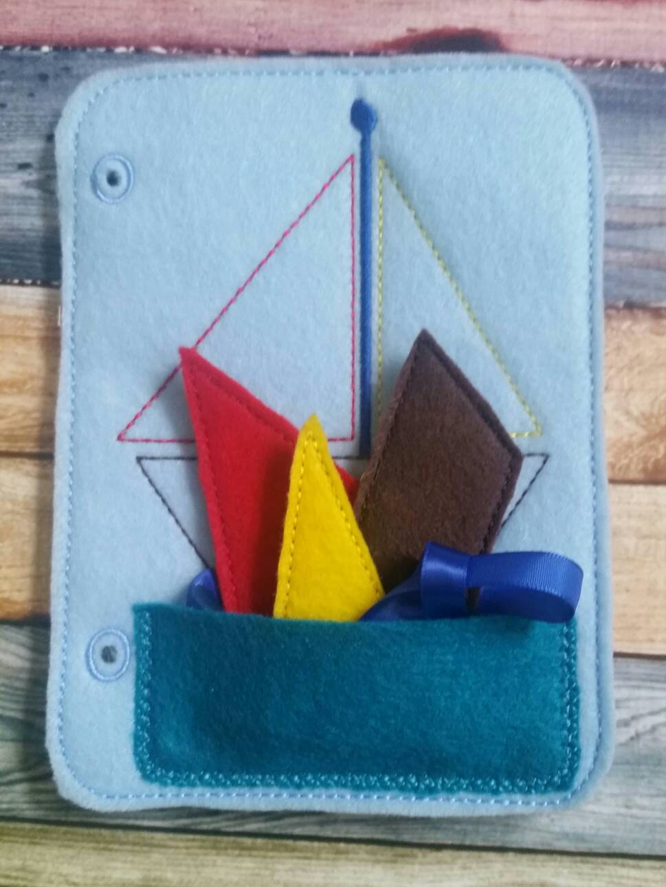 Toddler quiet book- quiet book pages - build a boat page -  felt apple tree - pocket - Build your own quiet book - busy book