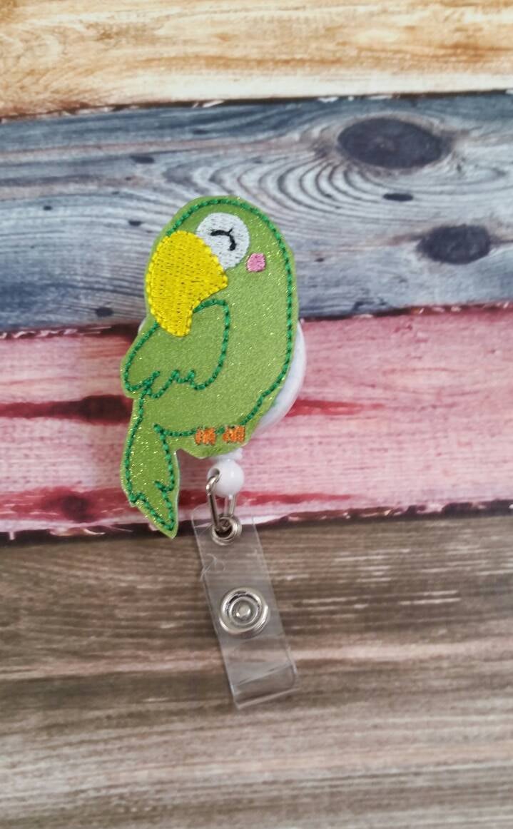Badge Reel - parrot - Retractable Badge Holder - uniform - ID Holder - bird - Nurse Gift - Hospital Employee Gift - identification - work ID