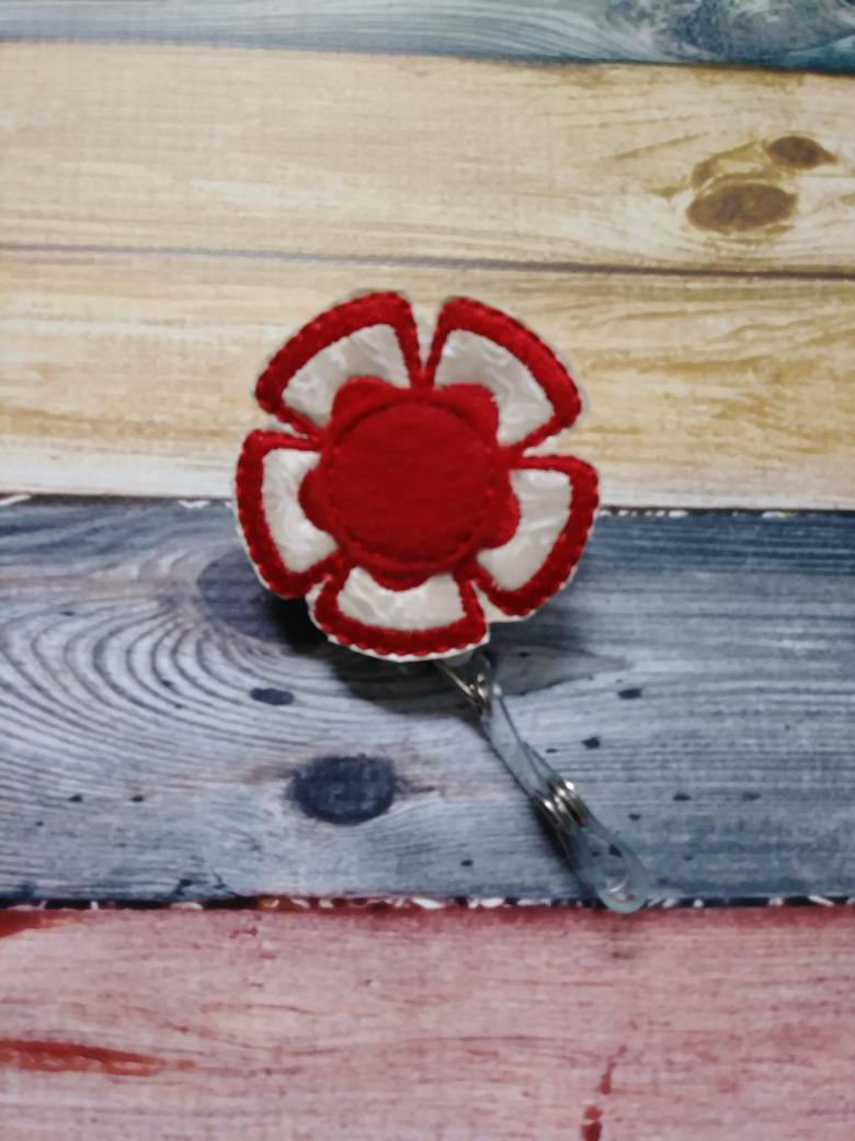 Summer Sale - Retractable Badge Reel - flower - red - Retractable