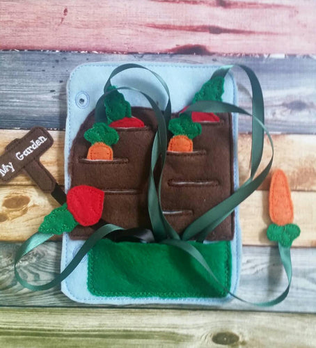 Toddler quiet book- quiet book pages - felt vegetable garden- pocket - coordination  - Build your own quiet book - busy book - activity book