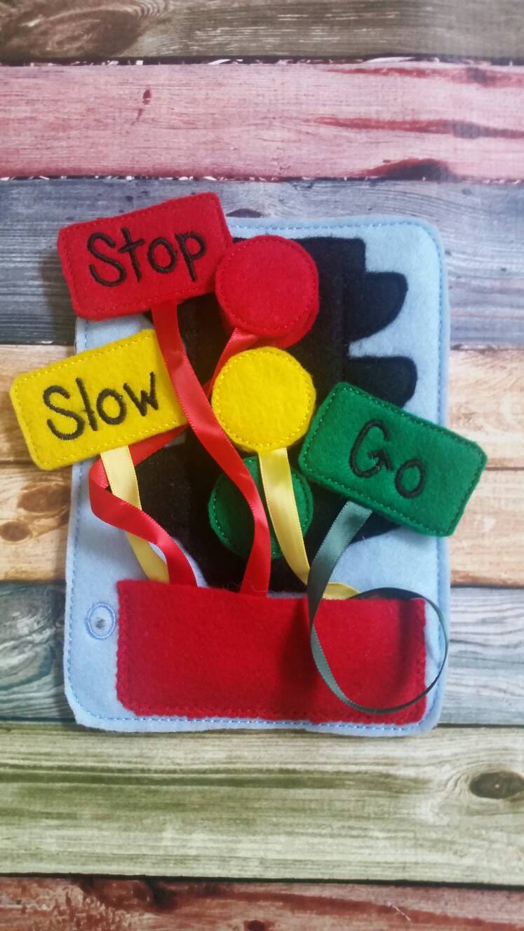 Toddler quiet book- quiet book pages - stoplight - car light - velcro - Build your own quiet book - coordination - busy book - activity book