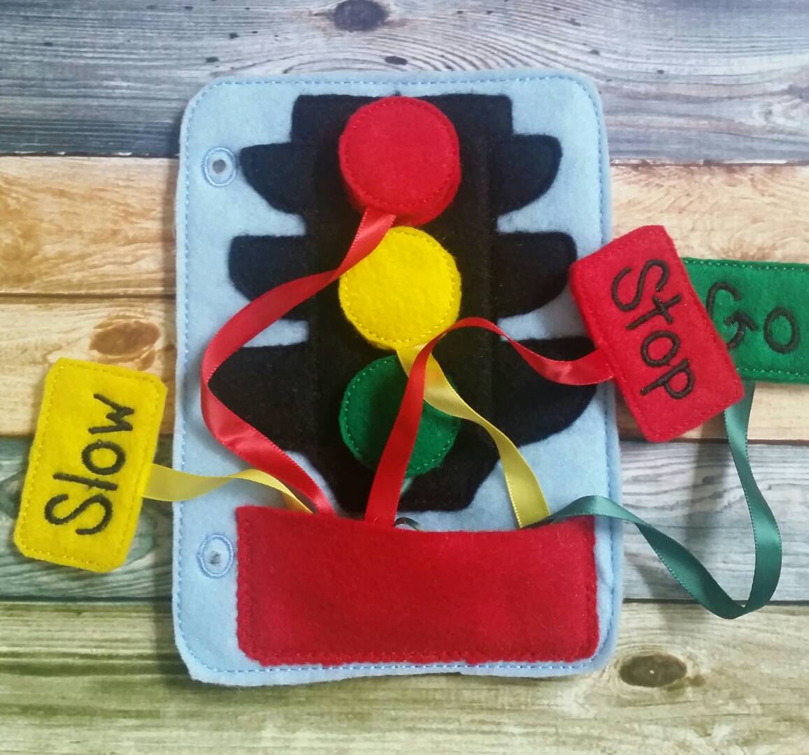 Toddler quiet book- quiet book pages - stoplight - car light - semsoy - Build your own quiet book - coordination - busy book - activity book
