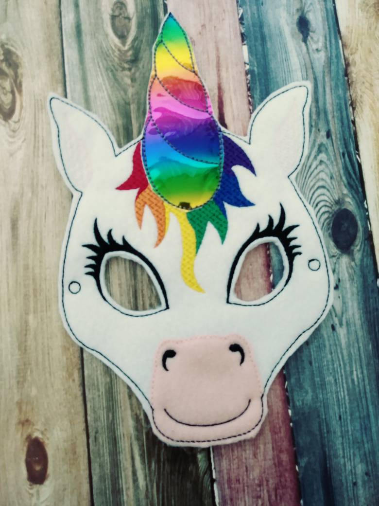 Felt Unicorn Mask - Rainbow Unicorn- magical - party favor - non food treat - Fantasy - Halloween - dress up - pretend play - birthday