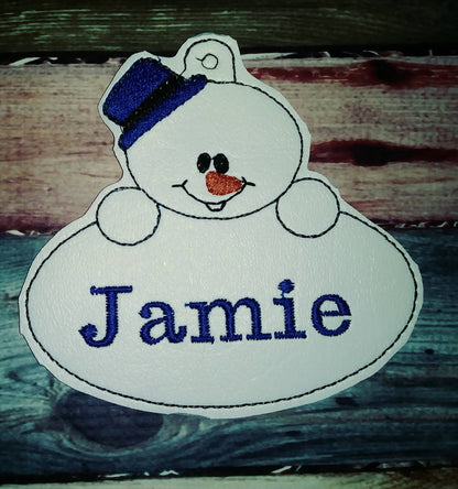 Personalized Ornament - snowman ornament - name ornament - vinyl ornament - christmas decoration - classroom gift - embroidered name - gift